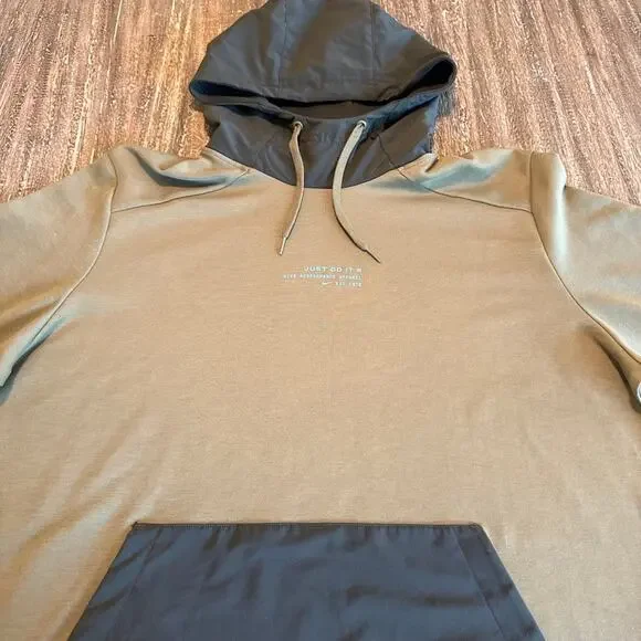 Men's Nike Dri-Fit Split Hem Hoodie Sweatshirt Olive Green, X-Large - Picture 2 of 11